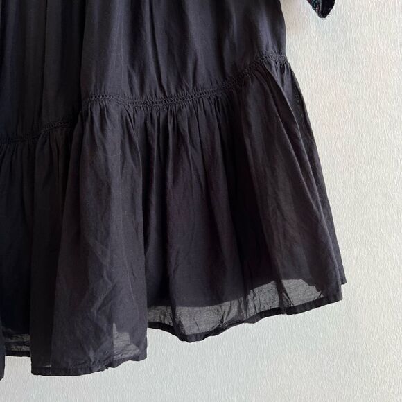 Free People Sunbeams Dress Embroidered Off Shoulder Mini Black Dress M BOHO - Picture 7 of 12